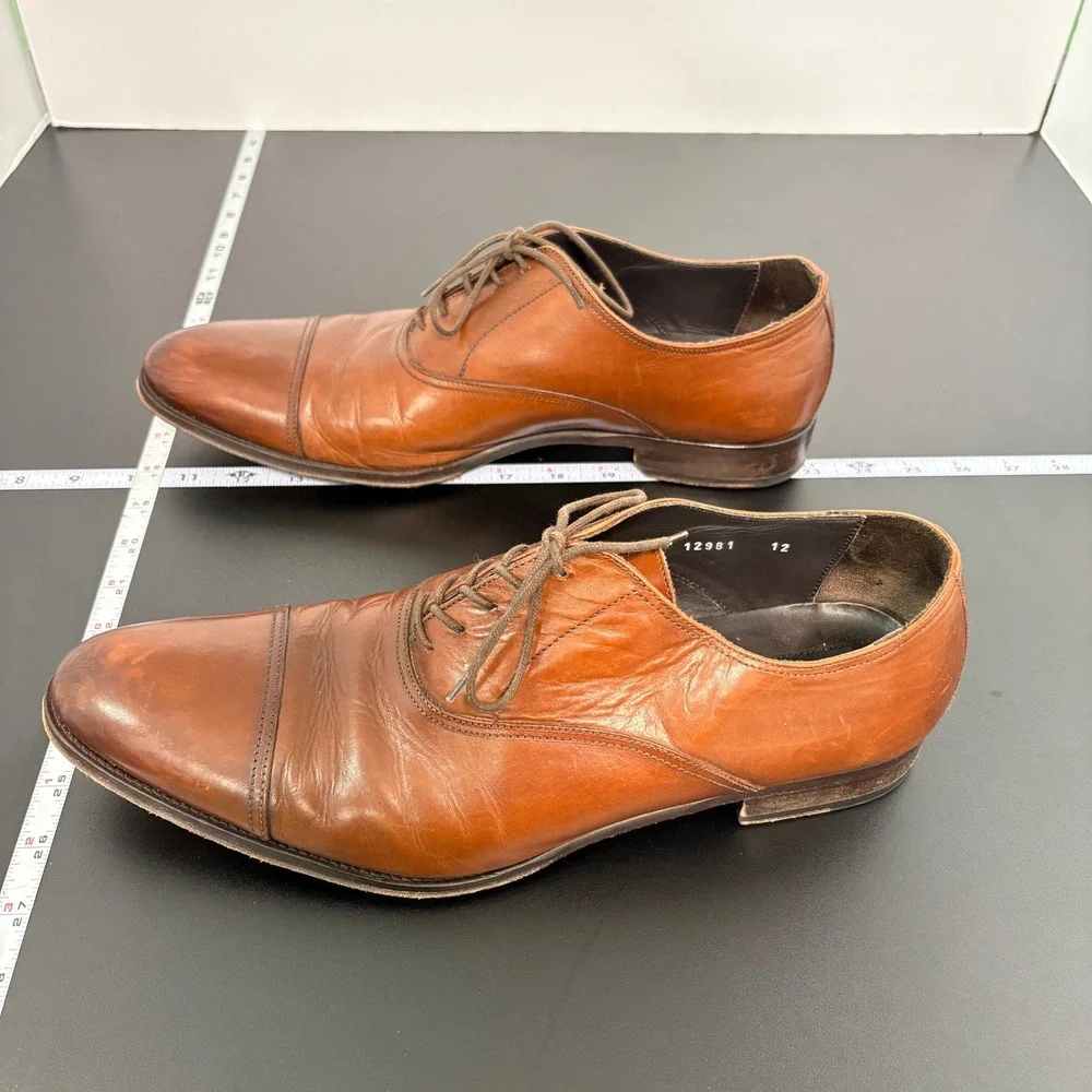To Boot New York Mens Cap Toe Oxford 12 Brown Leather Made in Italy 12981 Career